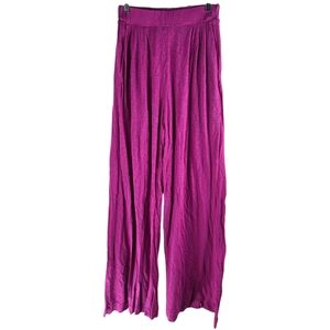 NEW Laird *FLAW* Womens Large TALL 100% Cotton Pink Wide Leg Lounge Flare Pants